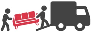 FF&E installation services icon in red and grey.