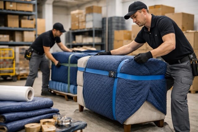 Moving furniture in a warehouse