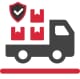 protective blanket wrap and other protective services Icon in red and grey.